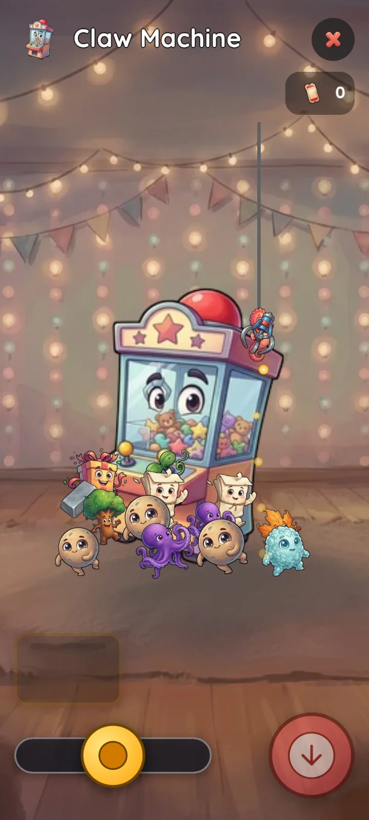 Win prizes at the claw machine